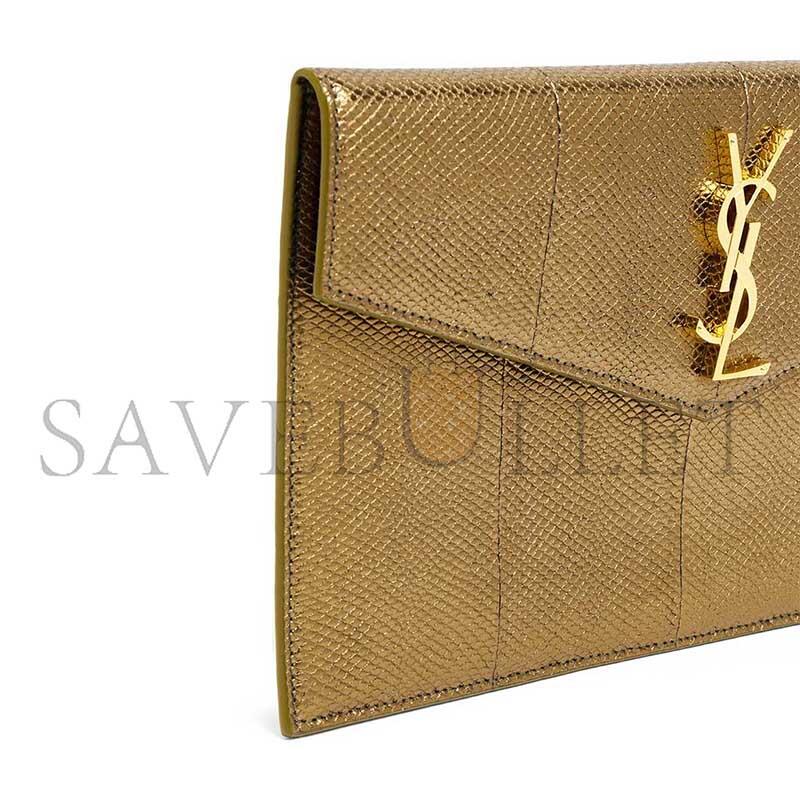Y51 uptown Y51 metallic snakeskin pouch clutch bag in military gold 565739 (27*16*2cm)